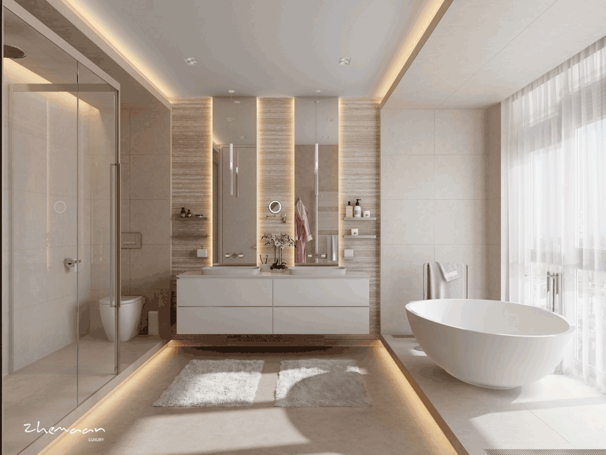30 ایده طلایی برای طراحی حمام لاکچری (1)