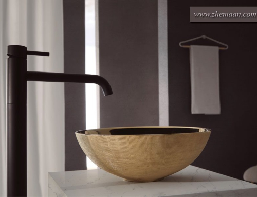 ایده های طراحی حمام با ست روشویی طلایی لوکس ژیمان